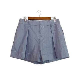 Banana Republic Factory Womens Striped Pleated High Waist Shorts Size 12 Navy